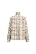 Fleur Textured Plaid Cropped Coat in Wool Blend