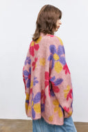 Louloudia Floral Jacquard Knit Cardigan in Merino Mohair Blend