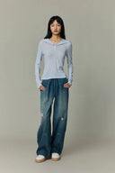 Top con capucha ajustado básico en mezcla de Tencel y lana