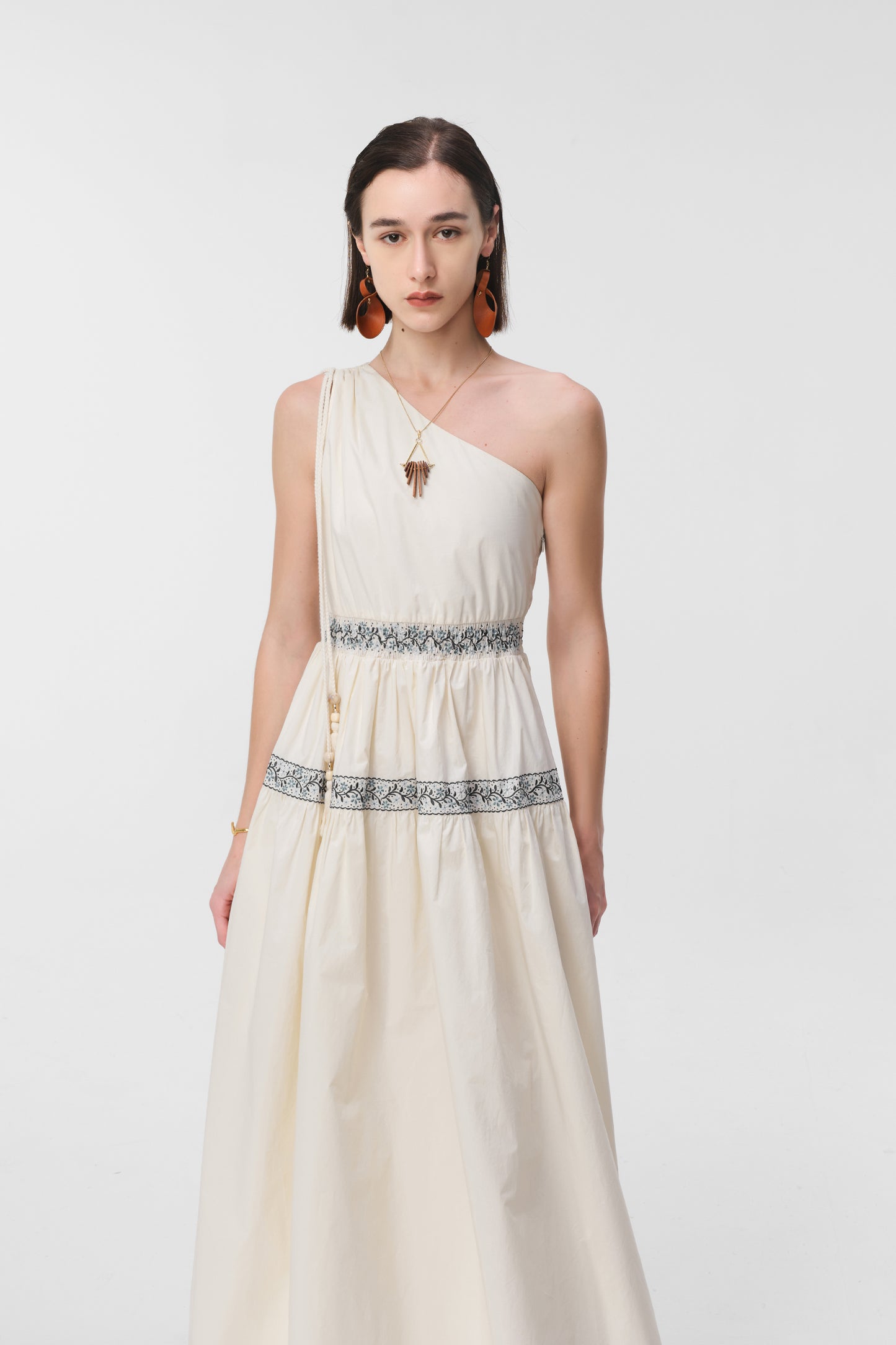 Althea One-Shoulder Embroidered Dress