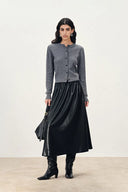 Emma Pleated Waist Leather Skirt in Faux Leather