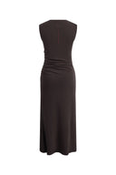 Raina Asymmetric Draped Sleeveless Fitted Dress in Cotton Modal Knit