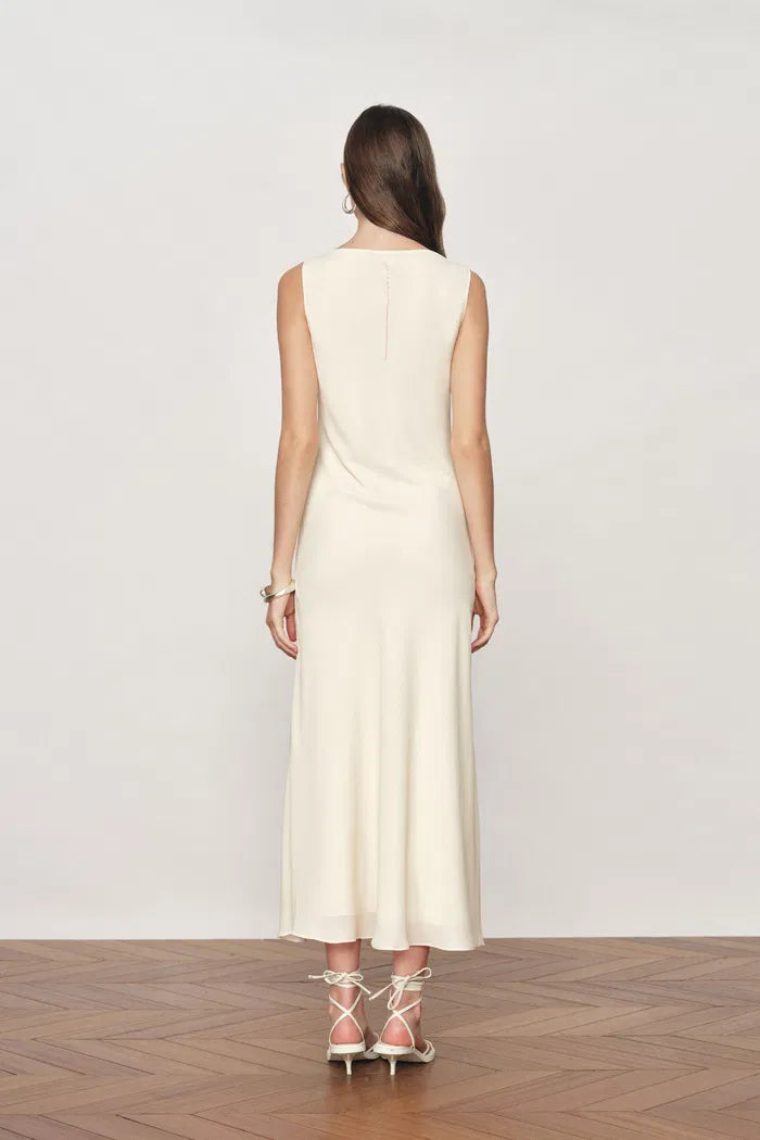 Sophia Floral Waist Cinched Sleeveless Dress in Light Chiffon L