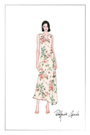 Robe Sans Manches Juliet Florale à Col Drapé en Soie Mûrier