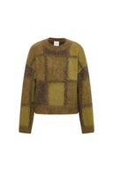 Sibton Checked Cropped Pullover in Baby Alpaca Blend Knit