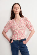 Irisa Blumenrosa Bluse aus mattem Maulbeerseiden-Crêpe