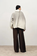 Dara Gradient Scarf Style Wool Peacoat in Wool-Silk-Rabbit Hair Blend