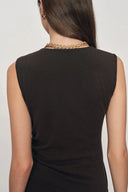 Raina Asymmetric Draped Sleeveless Fitted Dress in Cotton Modal Knit
