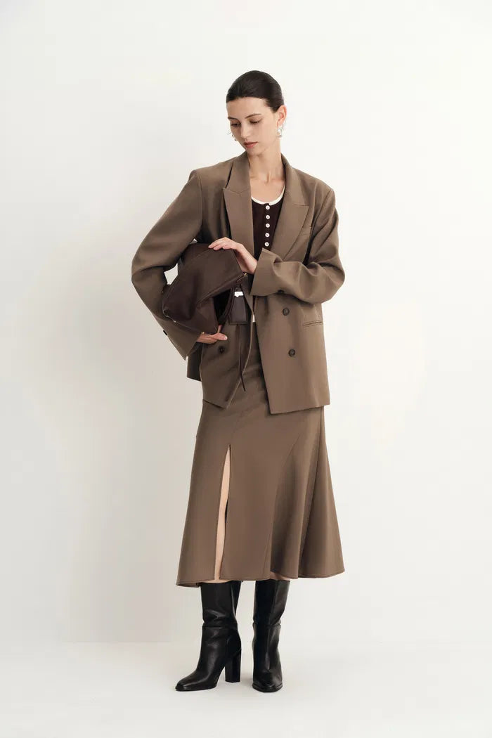 Bonnie Peak Lapel Suit Blazer in Fine Wool Blend