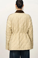 Isla Contrast Collar Quilted Down Jacket in Water-Resistant Cotton