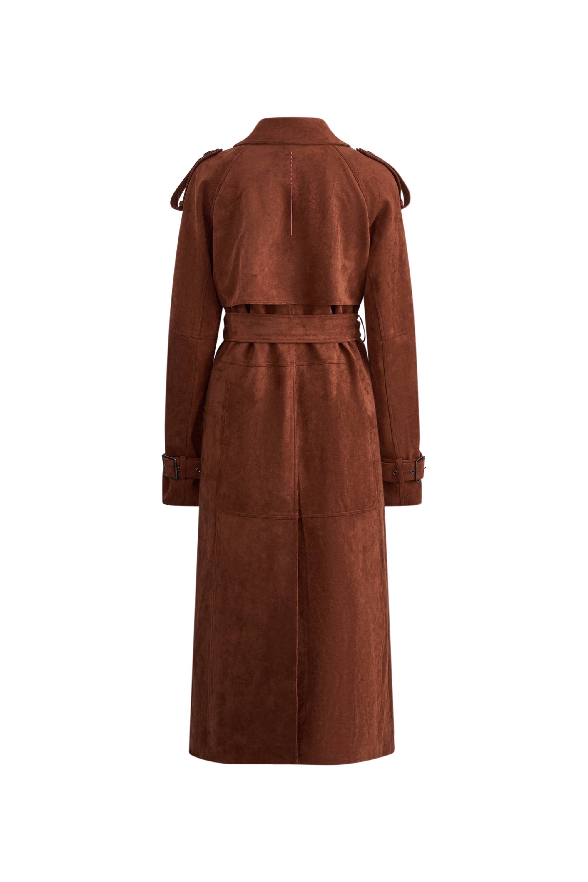 tobacco trench coat Vintage Cotton in Warm breasted trench coat with shirt collar OTTOLINGER | Otto Wrap Trench
