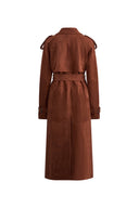 Tilda Detachable Epaulette  Trench Coat in Faux Suede