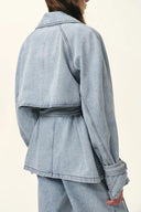 Calista Belted Trench Style Coat in Lightweight Cotton Denim