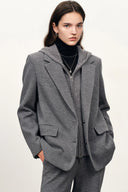 Avery Detachable Knit Hooded Blazer and Pants Matching Sets in Merino Wool