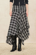 Gracie Ruched Asymmetric Plaid Skirt