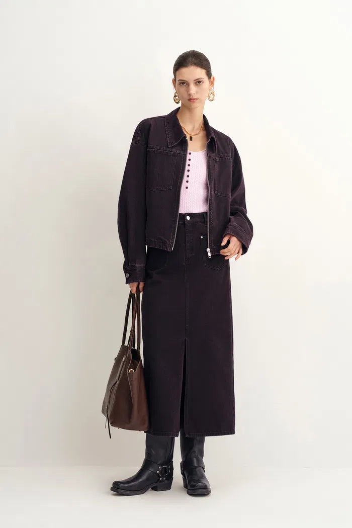 Pike Boxy Cut Jacket and Skirt Matching Sets in Cotton Denim