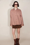 Adeline High Low Hem Cut Oversized Shirt in Lyocell Denim
