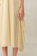 Hazel Lace Panel Halter Neck Sleeveless Boho Dress in Silk Cotton Blend