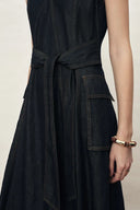 Robe sans manches légère lavée en denim de coton Sadie, coupe trapèze