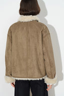 Kelly Shawl Collar Shearling Jacket in Faux Suede