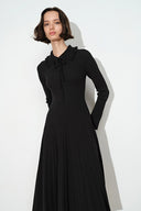 Ayla Hourglass Waist Polo Neckline Dress in Wool Blend