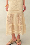 Dione Hand Crochet Detachable Capelet Knit Cami Dress in Linen Crochet
