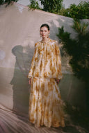 Falda Larga de Terciopelo Emery en Georgette de Seda Burnout