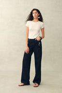 Eva Lacey Trim Short Sleeve T-shirt in Openwork Knit