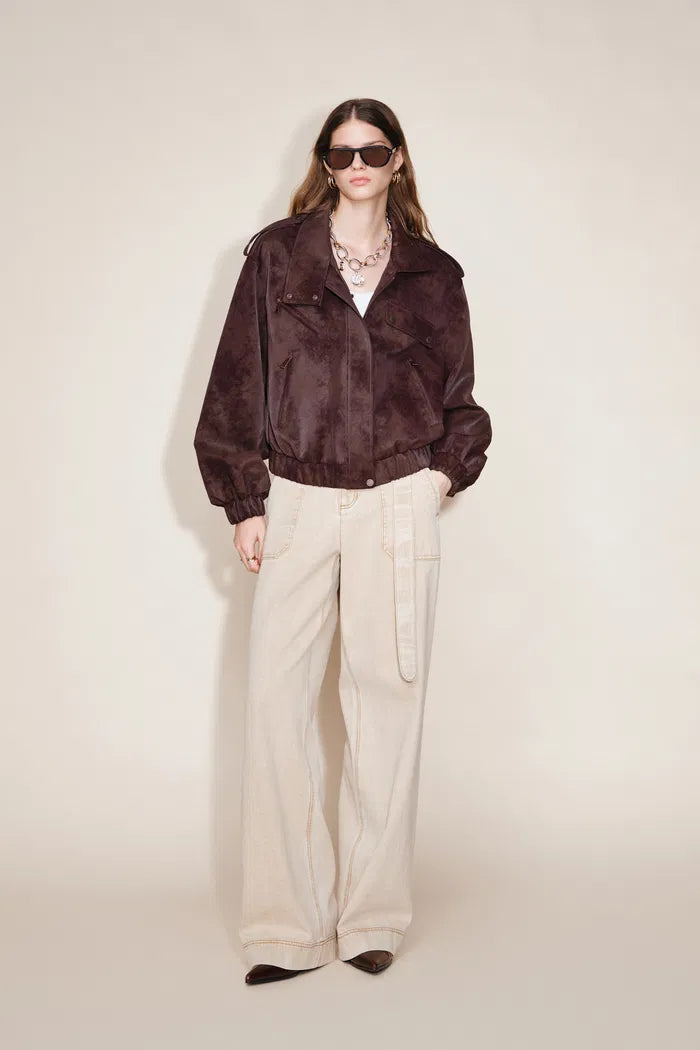 Tatum Matte Zip-Up Jacket in Faux Leather