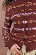 Elea Figurbetonter Moderner Handgezeichneter Fair Isle Cardigan aus Merinowolle