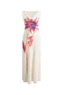Sophia Floral Waist Cinched Sleeveless Dress in Light Chiffon