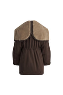 Parka Doris con Forro Acolchado y Cuello de Piel Desmontables en Sarga de Mezcla de Algodón