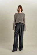 Eva Asymmetric Metallic Sweater in Lurex Blend Knit