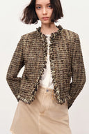 Swift kastige Tweed-Jacke aus Tencel-Wolle und Acetat-Satin