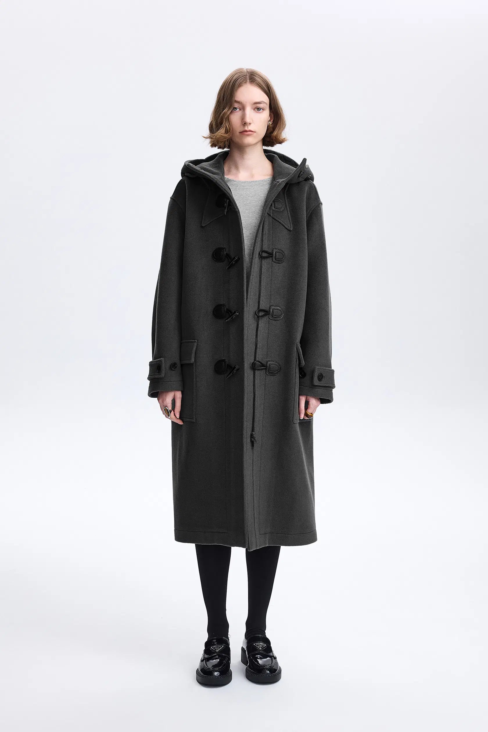 Nara Hand Finished Horn Button Coat Wool Melton