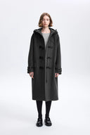 Nara Hand-Finished Horn Button Coat in Wool Melton