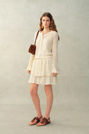 Falda midi Daisy con volantes en algodón tejido