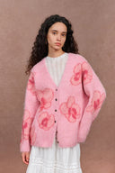 Juliet Orchid Jacquard Cardigan in Alpaca Knit