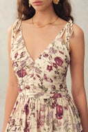 Seraphina Pomegranate  Sleeveless Dress in Linen Blend