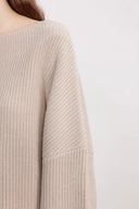 Sonia Asymmetrical Hem Sweater in Merino Wool Knit