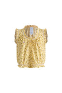 Floris Floral Sleeveless Blouse Top in Mulberry Silk Cotton