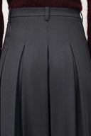 Henrie Pleated Check Maxi Skirt in Fine Wool Blend