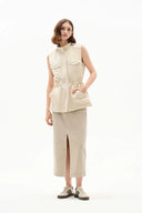 Ionia Cinched Waist Drawstring Vest in Silk Linen