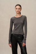 Basic Sheer Base Shirt in Cotton-Cashmere Knit