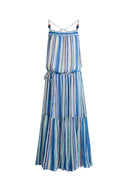 Mila Watercolor Stripe Maxi Dress in Crinkled Georgette