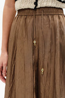 Louise Textured Loose Boho Pants in Wrinkled Satin