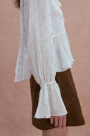 Blouse à Volants à Pois Métalliques Louise en Soie Mulberry