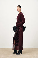Gonna midi Elodie in rete con paillettes applicate a mano completamente paillettata
