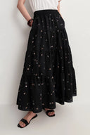 Emily Hand Beaded Sequin Embroidered Maxi Skirt in Beaded Wool Blend