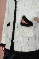 Prela Contrast Trimmed Knit Cardigan in Merino Wool